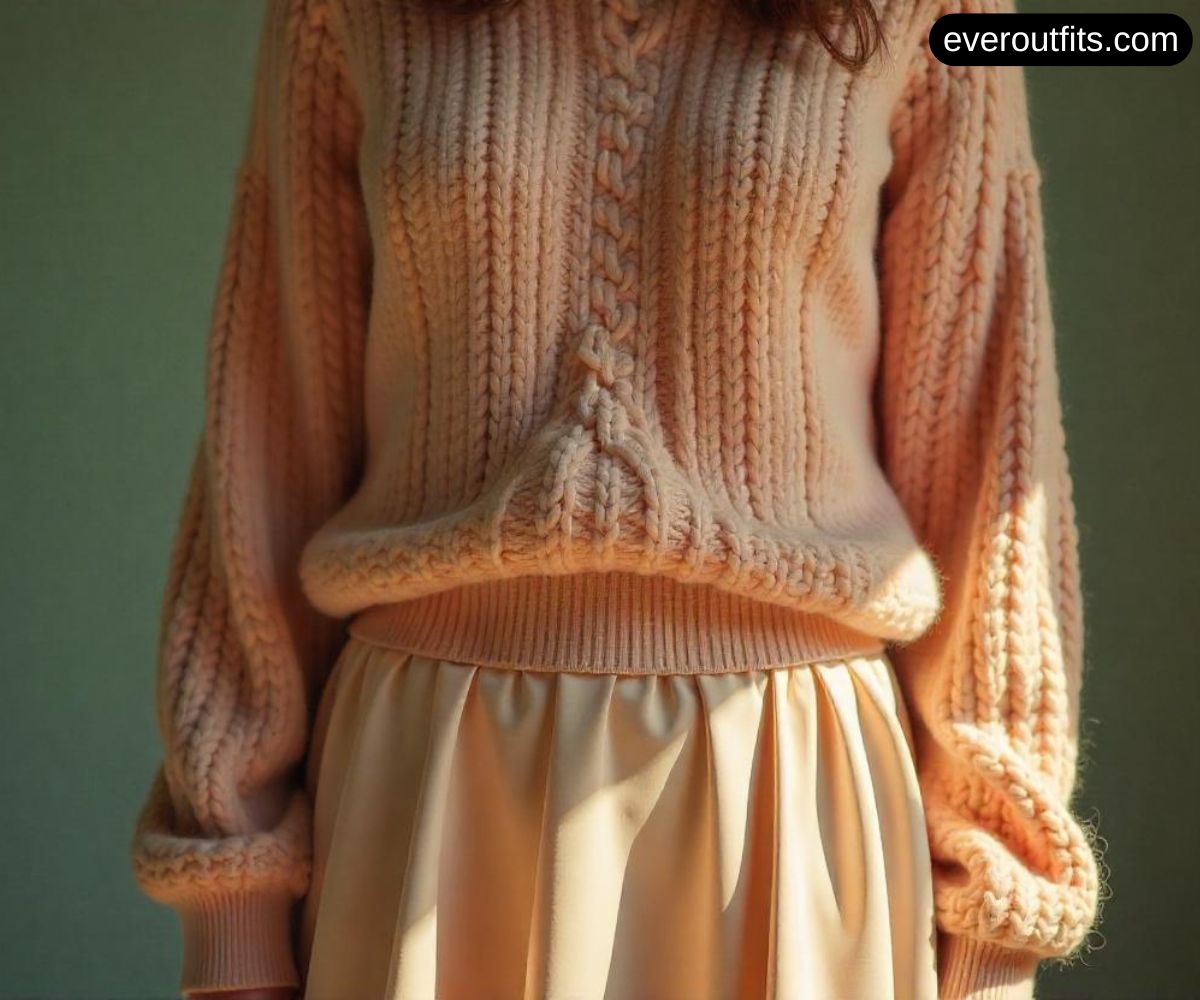 Chunky Knit Sweater with a Satin Skirt