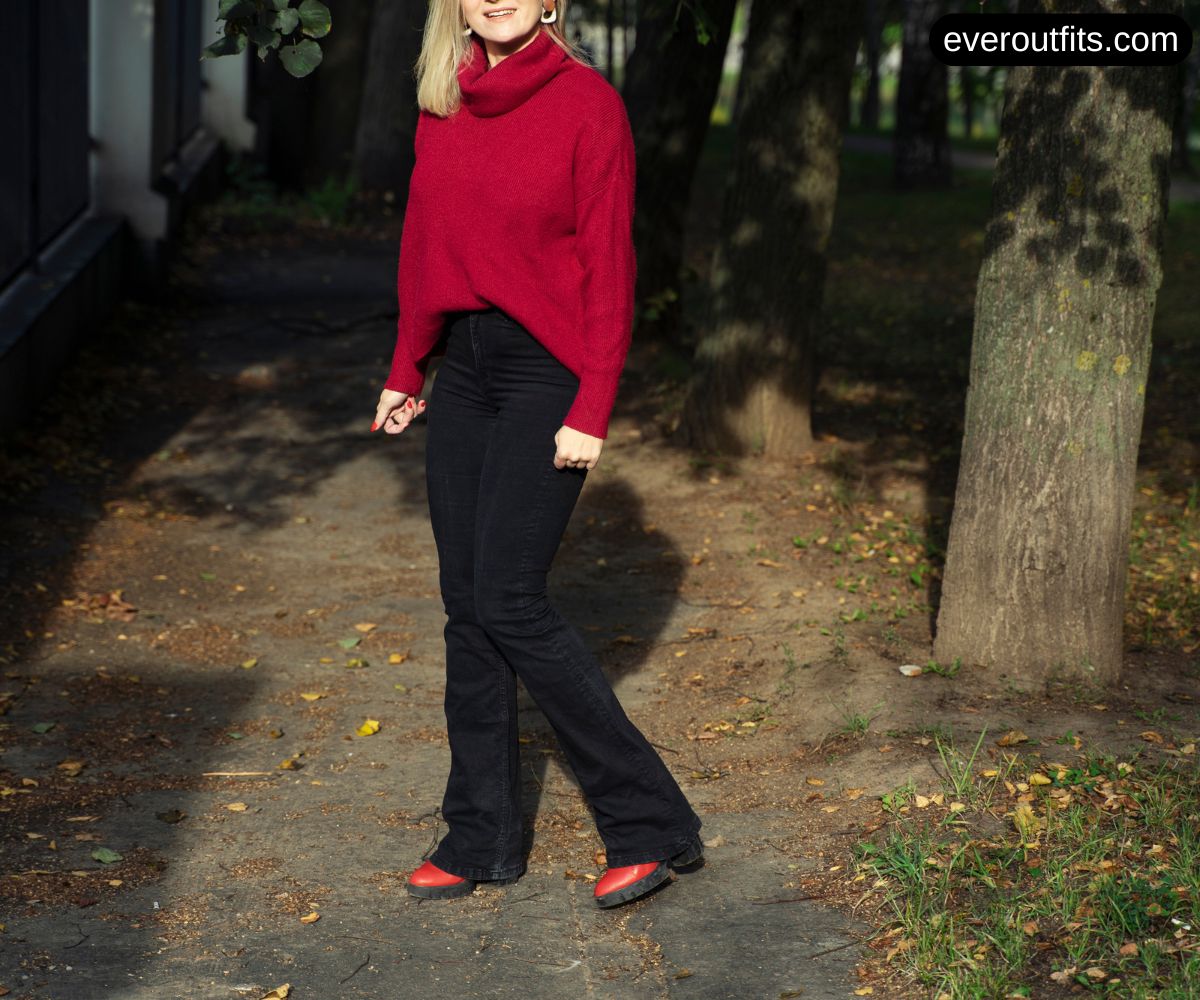 Classic Red Sweater and Jeans