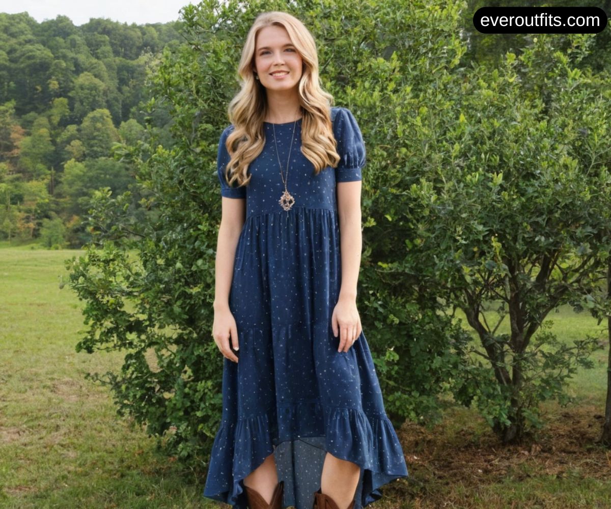 Midi Dress with Boots for a Country Concert