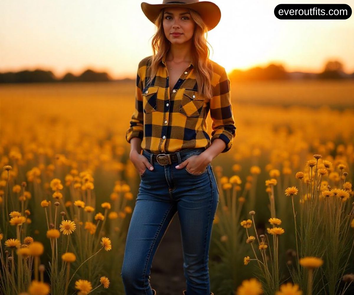 Plaid Shirt and Bootcut Jeans