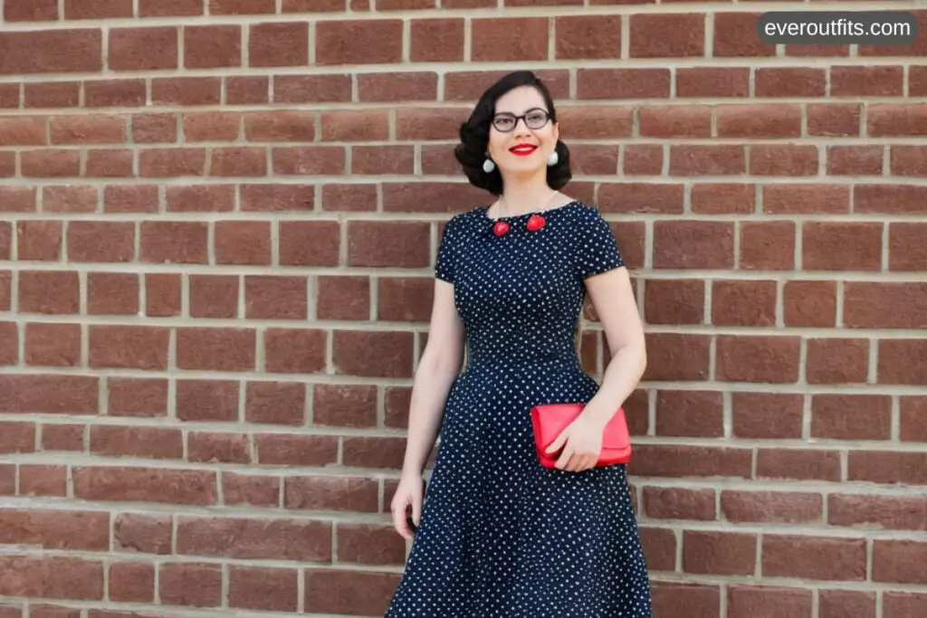 Polka Dot Dress and Red Flats