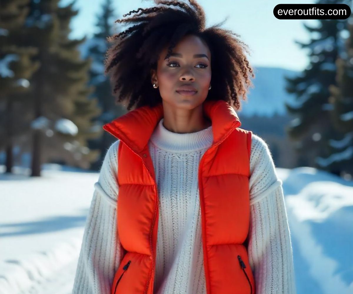 Puffer Vest with Chunky Knitwear