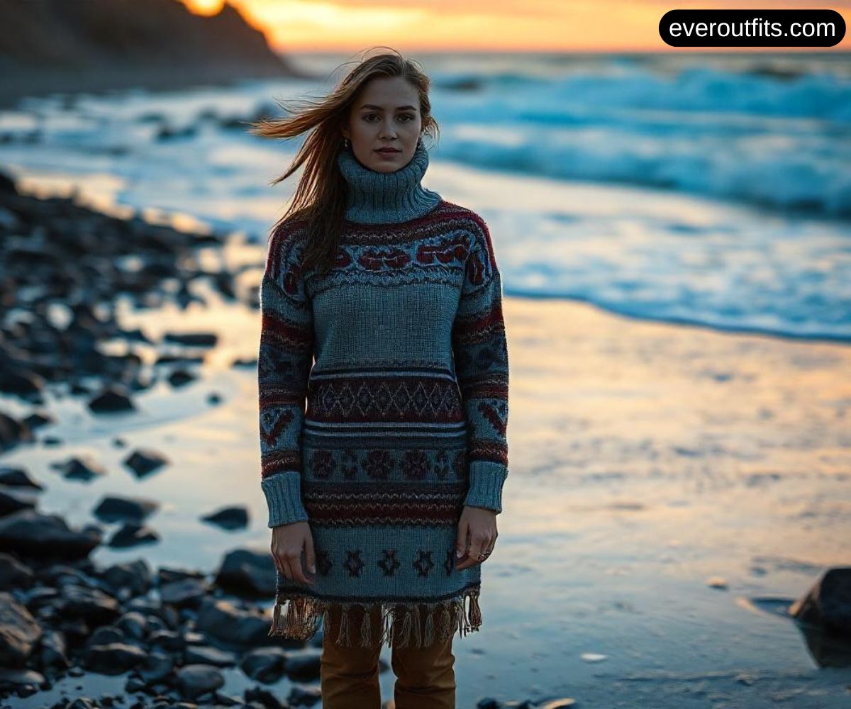 Turtleneck Sweater Dress with Over-the-Knee Boots