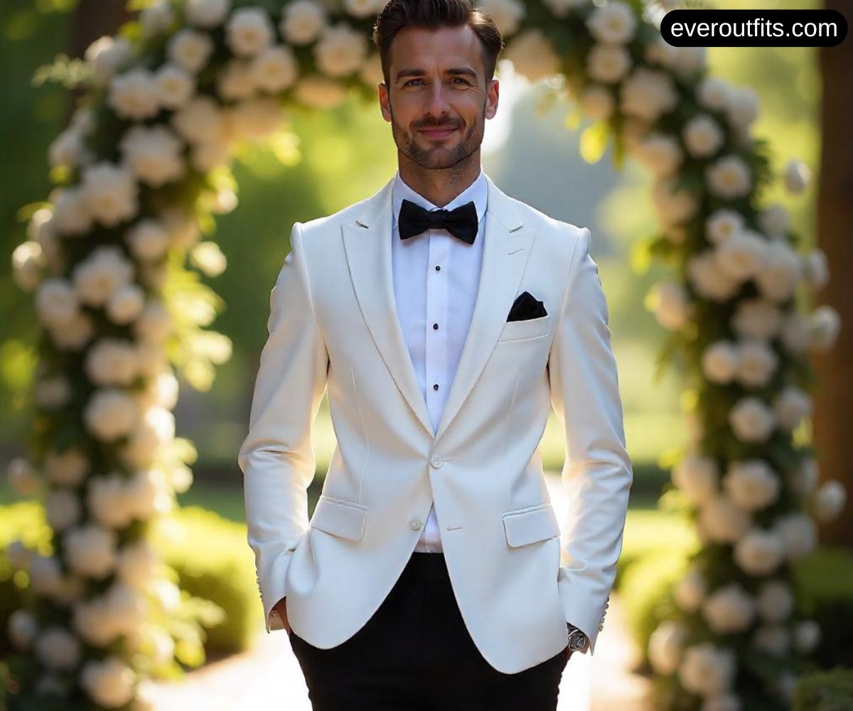 White Dinner Jacket with Black Trousers