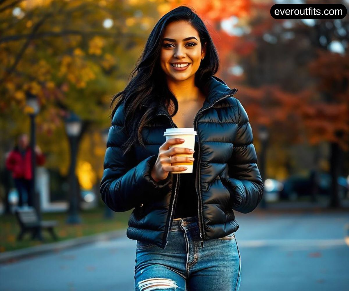 Casual Day Out Puffer Jacket with Jeans