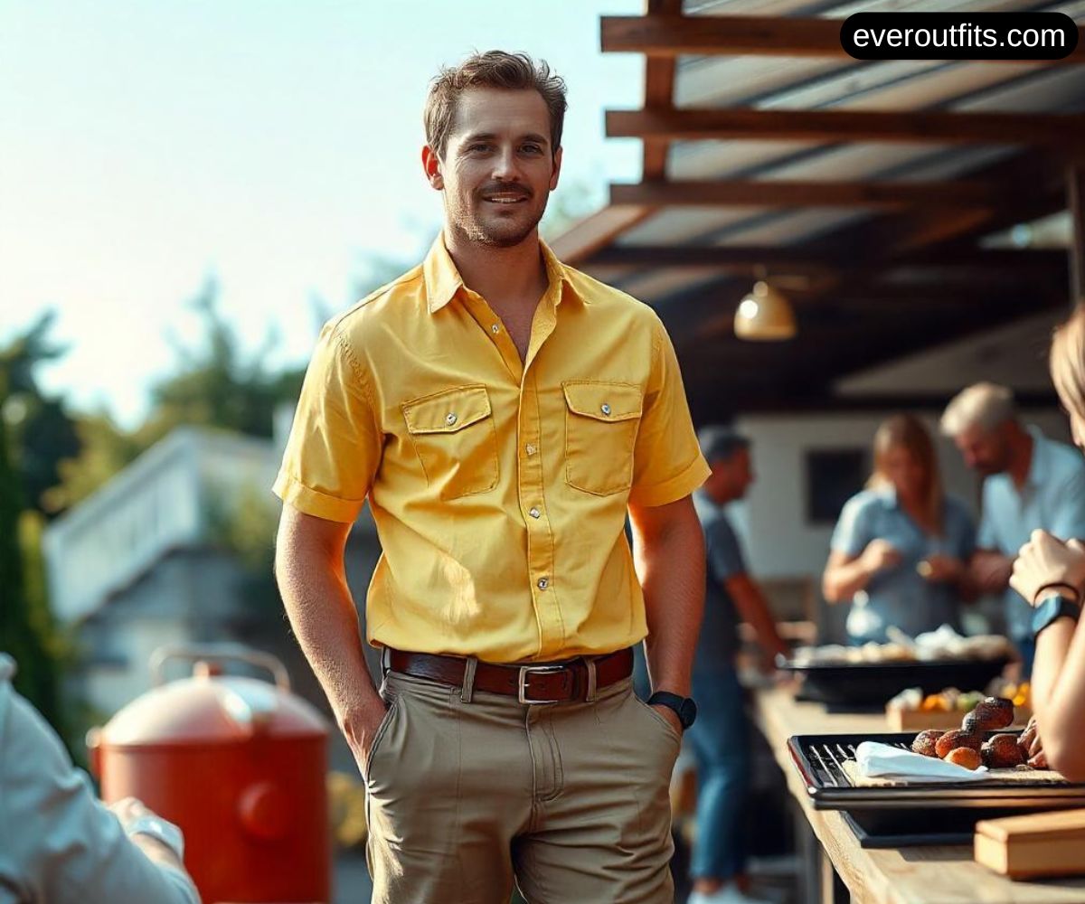 Short-Sleeve Button-Up Shirt with Slim Chinos