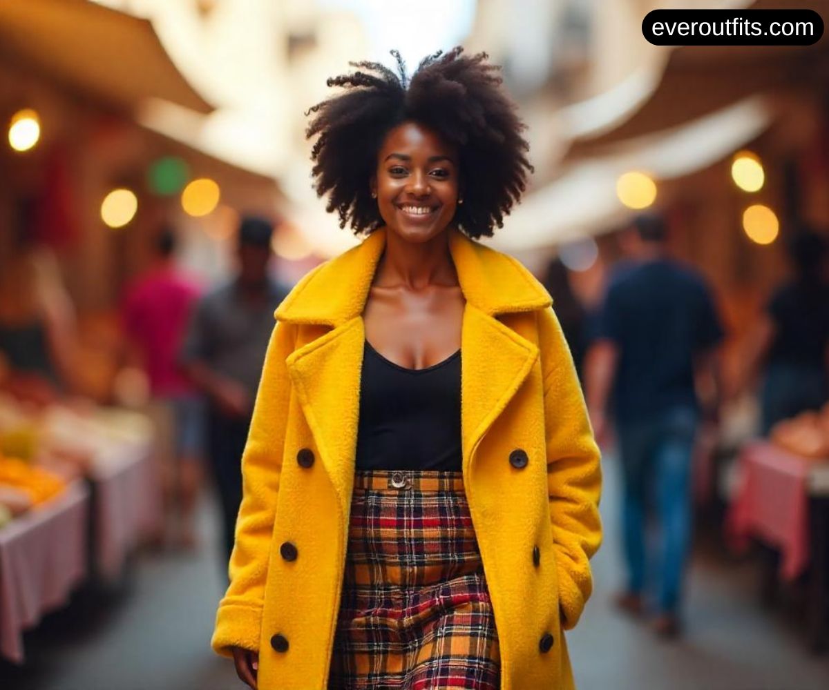 Teddy Coat & High-Waisted Skirt