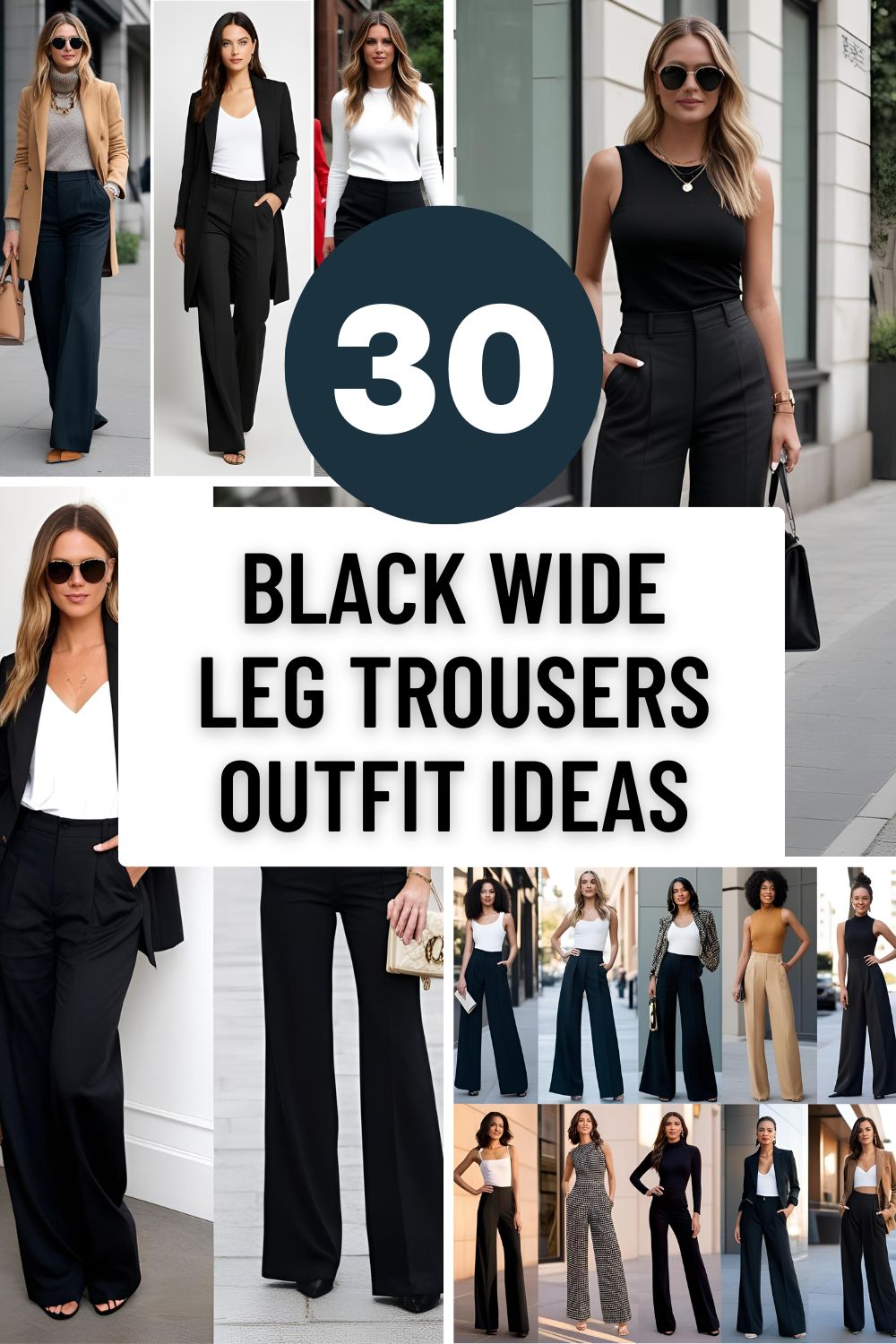 30 Stylish Black Wide Leg Trousers Outfit Ideas